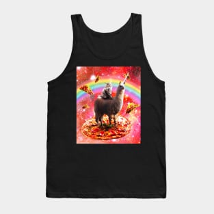 Space Cat Riding Llama Unicorn - Pizza & Taco Tank Top